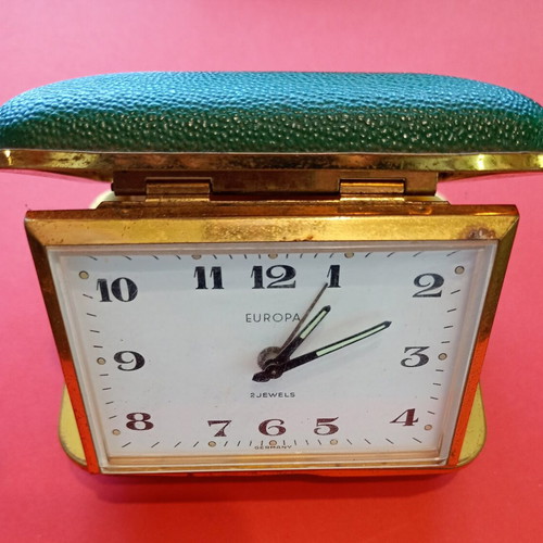 Europa Vintage Folding Mechanical Travel Alarm Clock used