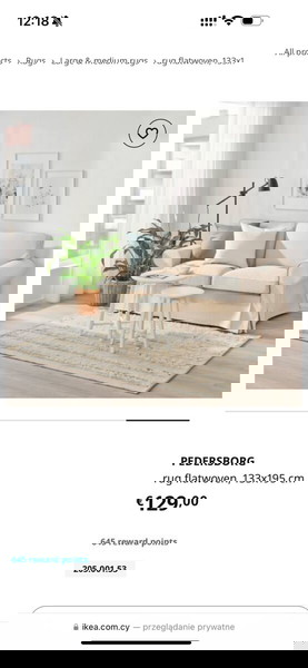 Ikea PEDERSBORG rug flatwoven, 133x195 cm