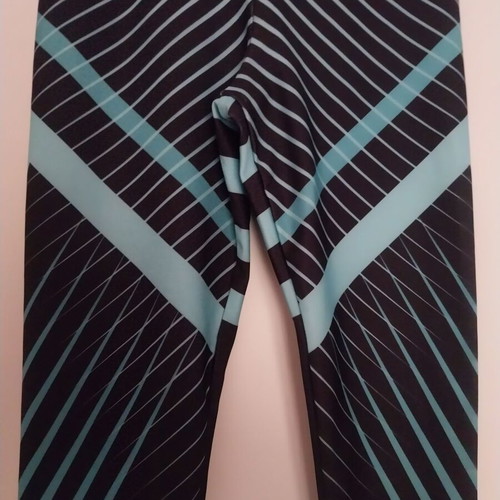 Gym leggings new size Medium, black with turquoise patterns