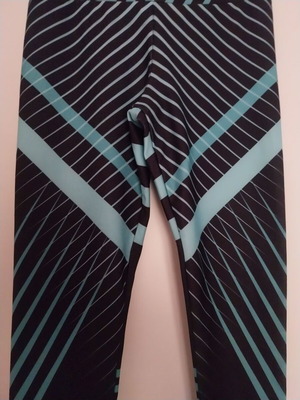 Gym leggings new size Medium, black with turquoise patterns