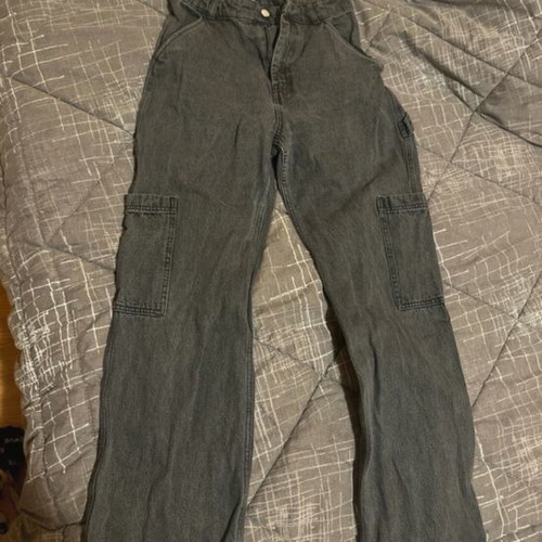 Bershka cargo jeans like new, black-gray with pockets