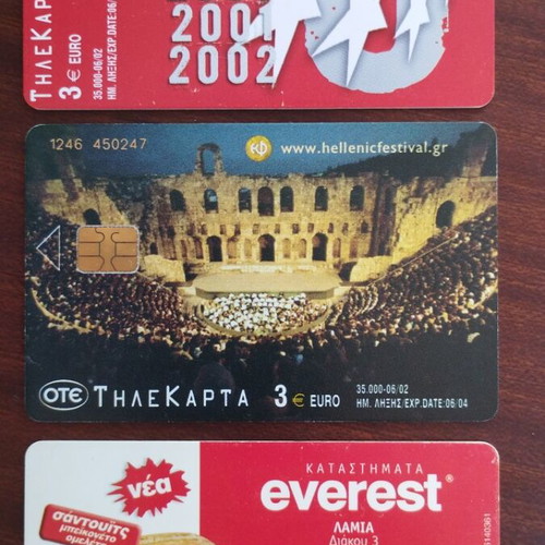 Greek phone cards 2002, pack of 3