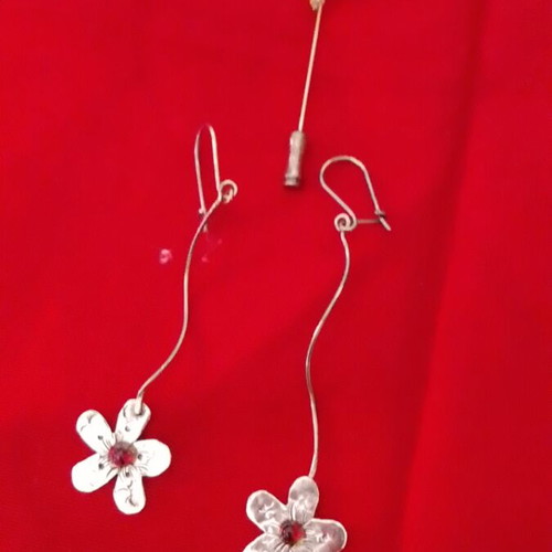 Silver earrings and brooch set handmade vintage, used