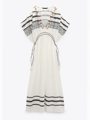 Zara caftan dress new, cotton, size M/L, white
