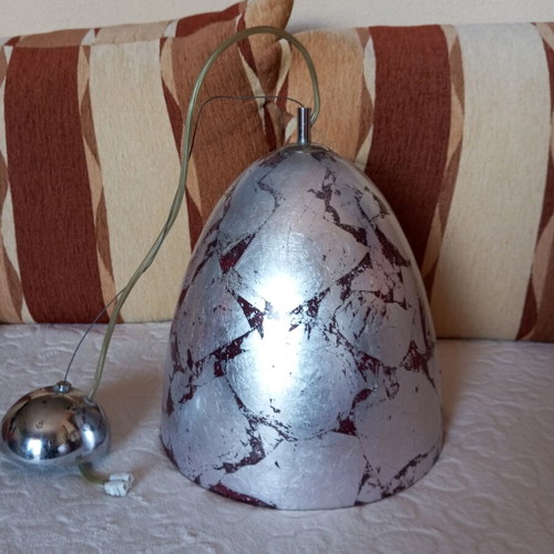 Lamp used, silver and red, height 0.35 meters