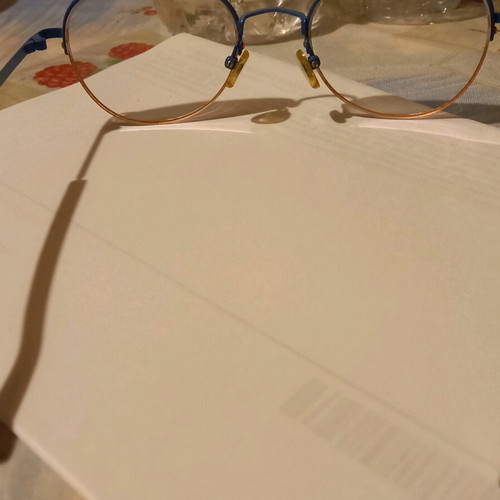 Prada blue eyeglass frame used with -3 diopter lenses