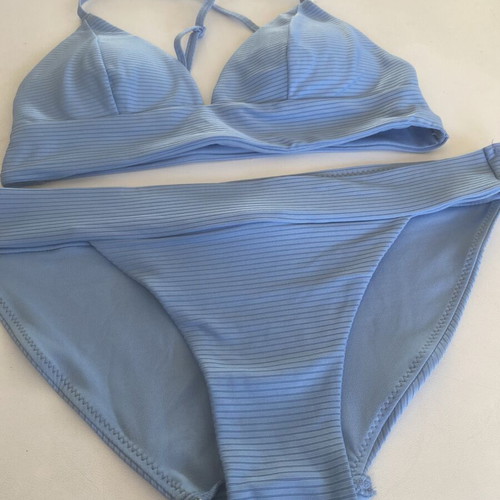 Blue Ribbed Bikini Set like new, size XL