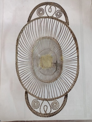 Vintage handmade metal bread basket used, good condition