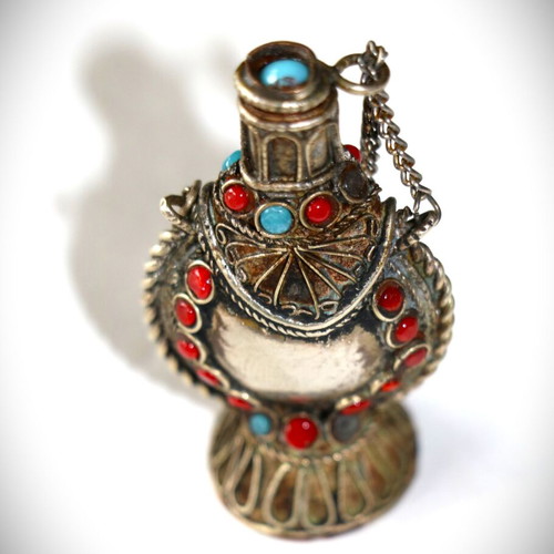 Tibetan Flask Pendant new with semi-precious stones