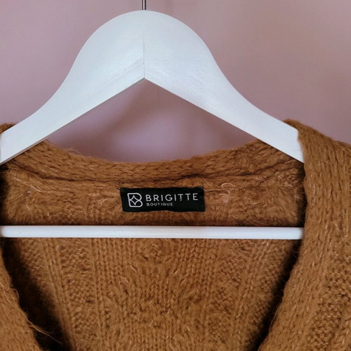 Brigitte Boutique knitted women's cardigan used, beige brown, size M