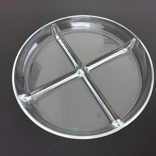 Glass serving platter like new, crystal/nut tray