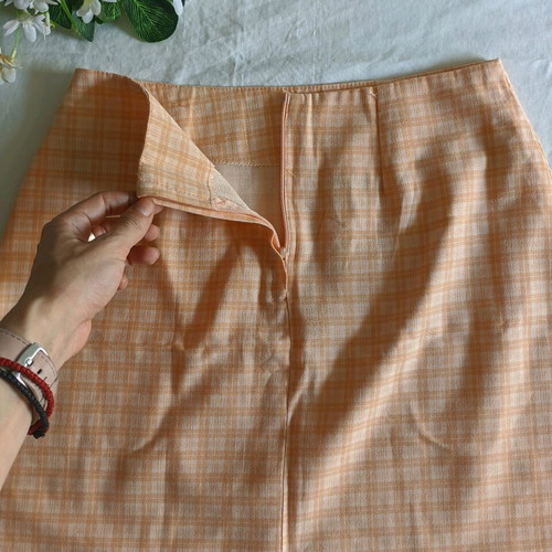 Clockhouse plaid mini skirt orange used, size 36