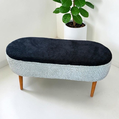 Modern fabric pouf bench 88x35x45cm with wooden legs new