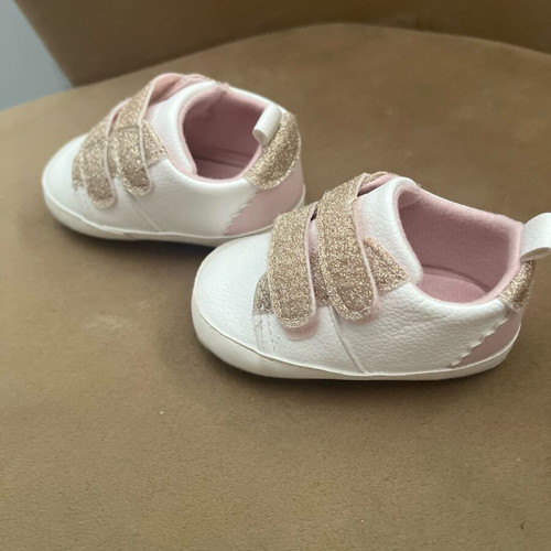 Orchestra Baby Shoes No. 19 White Pink with Gold Glitter like new