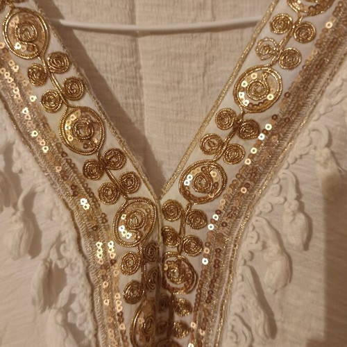 White Shein women's dress like new with gold details