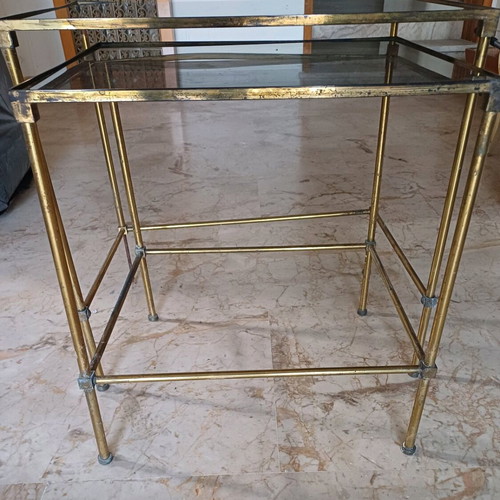 Zigon coffee tables with bronze frame and smoked glass like new