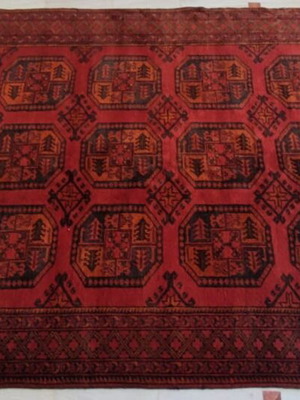 Handmade Afghan rug elephant pattern 2x2.8 used