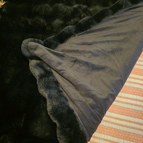 Fur blanket new, black, soft, 1.10×1.50 m with lining