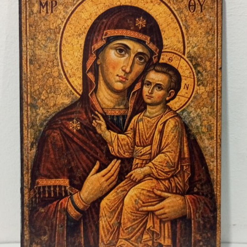 Panagia icon on wood with UV print