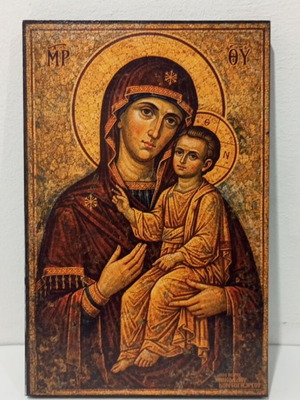 Panagia icon on wood with UV print