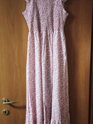 Floral maxi dress new, pink with ruffled sleeves