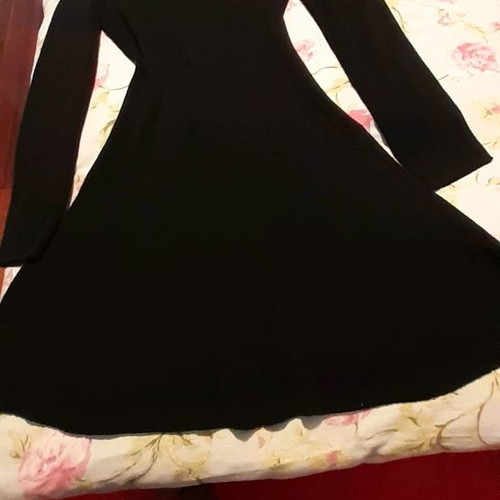 Dress used, black, size S-M, silk knit long sleeve