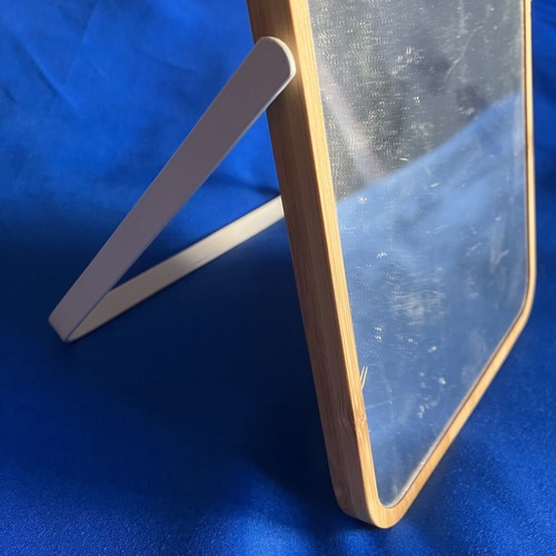 Small bamboo tabletop mirror 16x23cm with metal stand