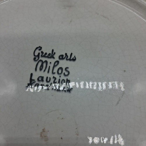 Vintage Greek Arts Milos Ceramic Plate Athena and Apollo