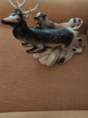 Porcelain deer with dog like new from Czech Republic