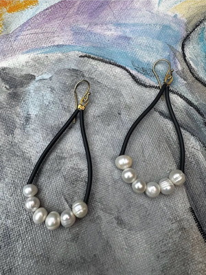 Earrings with pearls and 925 gold-plated silver new