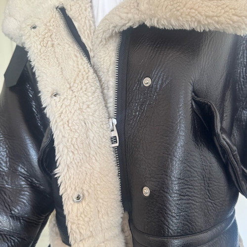 Oversized Shearling Jacket Zara like new, dark brown and beige