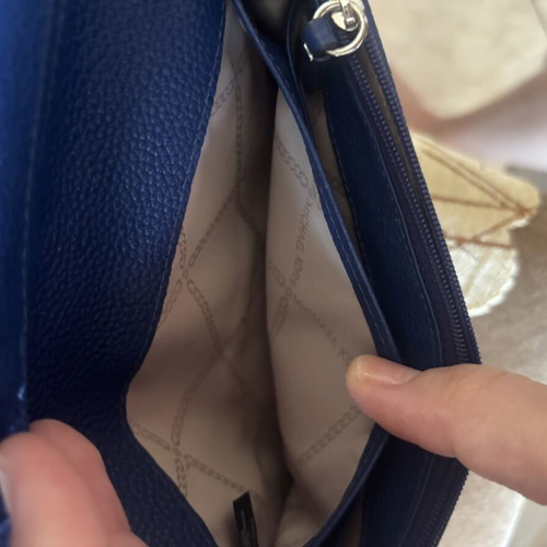 Michael Kors leather wallet crossbody navy blue like new