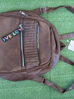 Τσάντα backpack καινούργια, καφέ δερματίνη