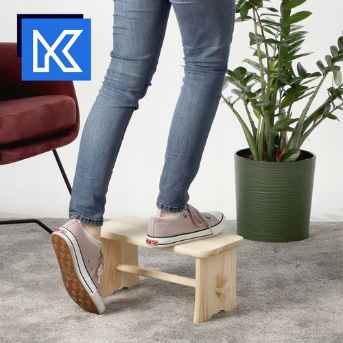 Wooden kitchen stool used, brown Ordex