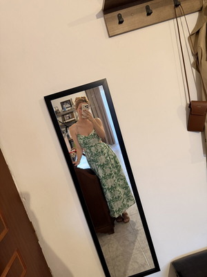 Long dress Mango green like new, size M