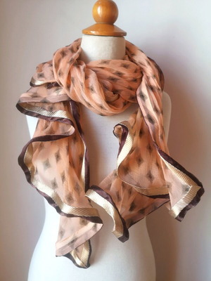 Scarf fantastic very long like new 80x230 cm with brown and gold details