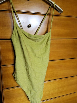 H&M swimsuit like new, shiny, Brazilian fit, size M, green and yellow