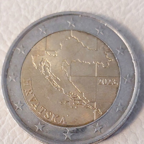 2 Euro Coin Croatia 2023 used, map design
