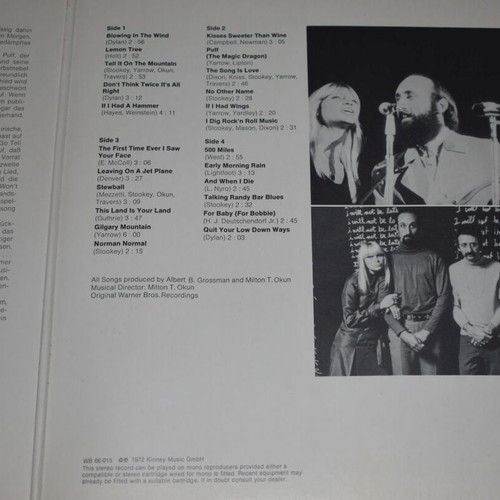 Peter Paul and Mary The Most Beautiful Songs Of Peter, Paul And Mary LP used, folk