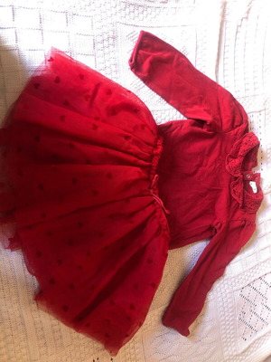 H&M bodysuit with skirt like new, red, for girl 92cm