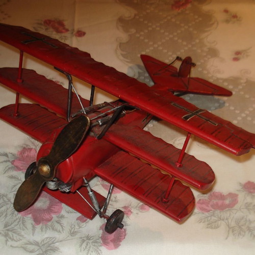 Vintage Metal Decorative Triplane "Red Baron" Fokker Dr.I | Handmade World War I Model