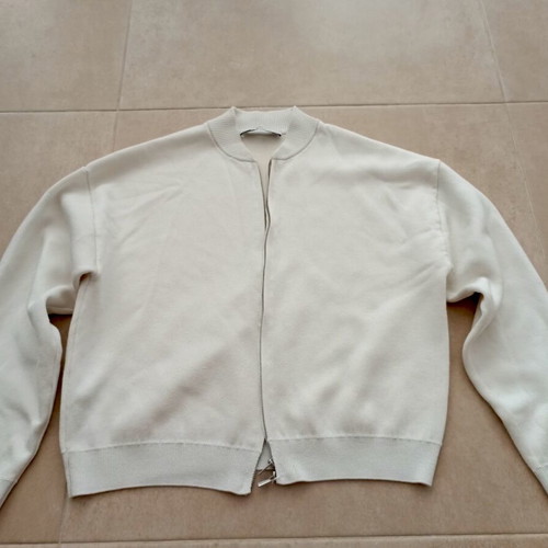 Mango knit bomber cardigan used, cream, size M