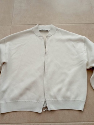 Mango knit bomber cardigan used, cream, size M