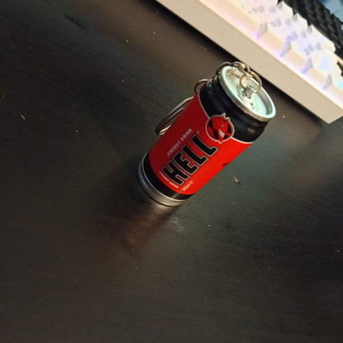 Hell Energy Drink Mini Can Keychain new, collectible stash compartment