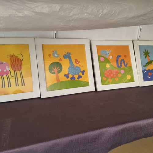 IKEA SMARR set of 4 kids' framed prints, 30x30 cm, white frame