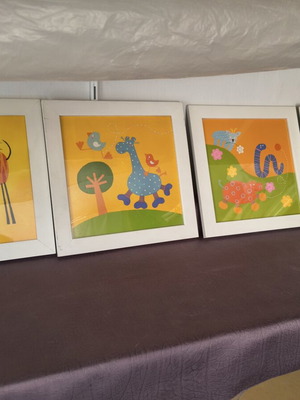 IKEA SMARR set of 4 kids' framed prints, 30x30 cm, white frame