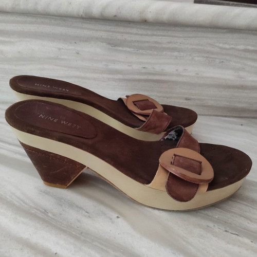 Nine West leather mules used, brown and beige, size 39