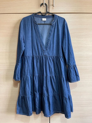 Τζιν φόρεμα φαρδύ ριχτό σαν καινούργιο, μπλε Jacqueline De Yong