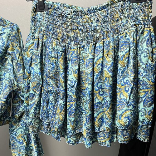 Boho airy silk women's set, chest up to 120 cm, skirt length 40 cm