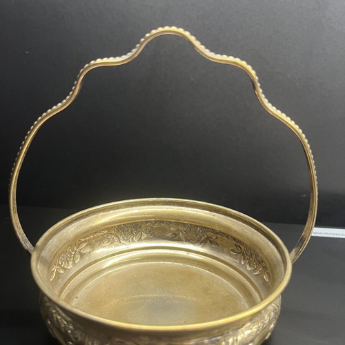 Art Deco Lenk Austria Collectible Brass Bowl Basket used